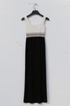 SWAYING/KNIT seamless contrasting color square collar vest skirt SW23SS2L04 black/white/linen